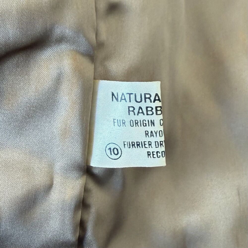 Dino Ricco Vintage Rabbit Fur Coat Jacket Womens S Collared Golden Blonde Honey - Picture 12 of 15